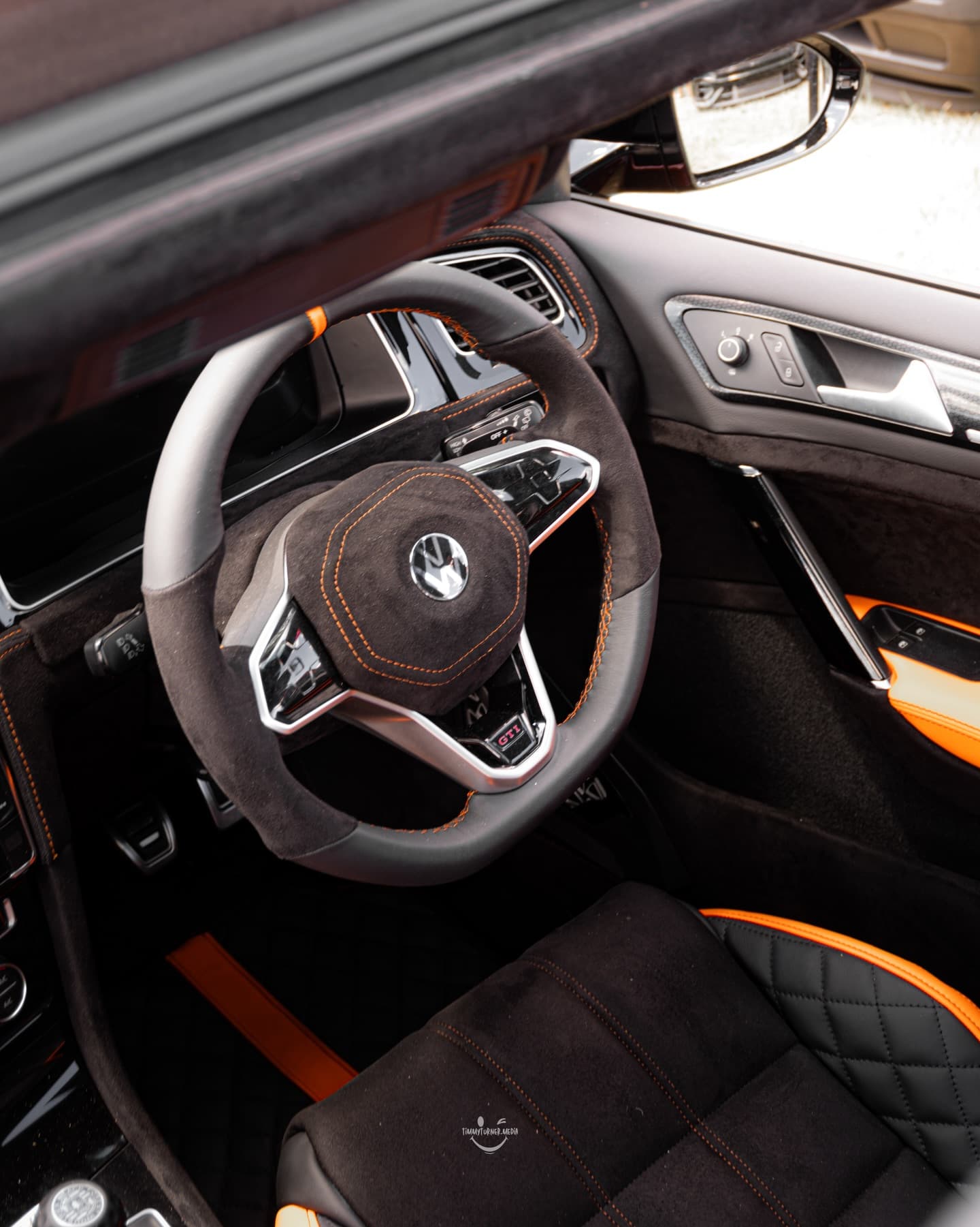 GTI interior, Alcantara and contrast stitching